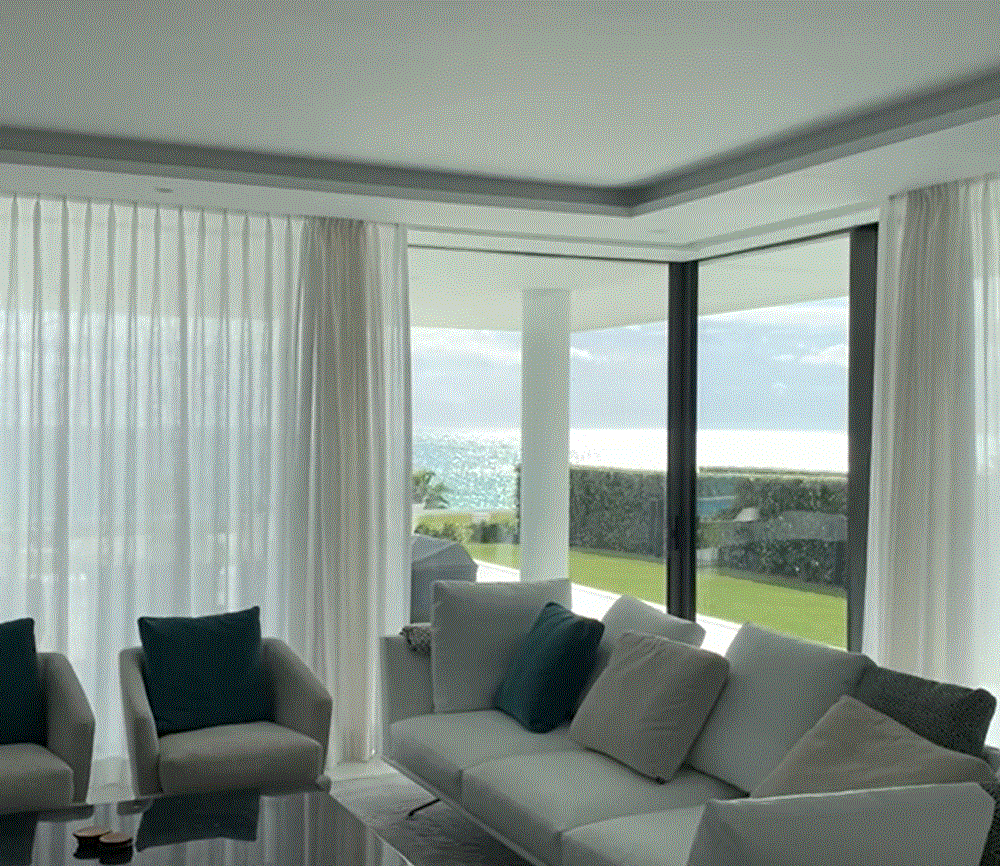 Double fold motorized blinds