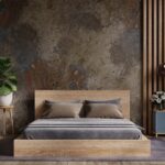 Tendencias de Texturas en el Interiorismo. Idea de diseño interior de dormitorio y fondo de textura de pared de hormigón.