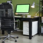 Home Office Workplace with Green Screen